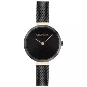 Calvin Klein Black Stainless Steel Mesh Bracelet Watch 28mm